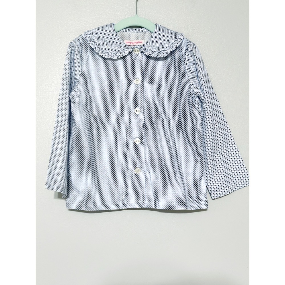 Peggy Green Girls Button Front Peter Pan Collar Shirt Size 5